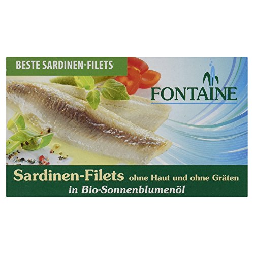 Fontaine Sardinen ohne Haut Gräten in Bio-Sonnenblumenöl, 120 g