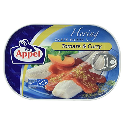 Appel Heringsfilets, zarte Fisch-Filets Tomate und Curry, MSC zertifiziert, 200 g