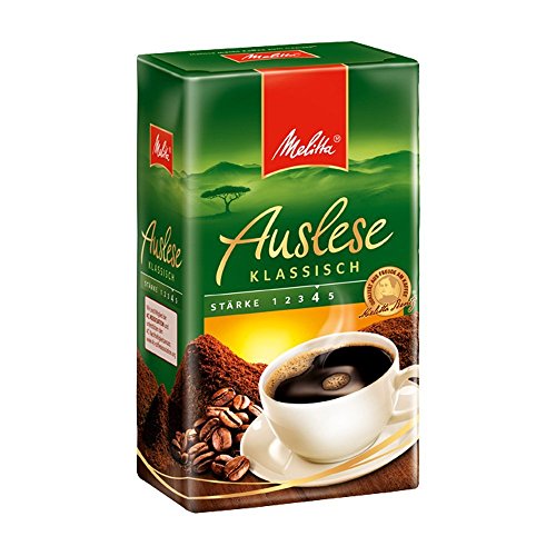 Melitta Gemahlener Röstkaffee, Filterkaffee, vollmundig und temperamentvoll, kräftiger Röstgrad, Stärke 4, Auslese Klassisch, 12 x 500 g