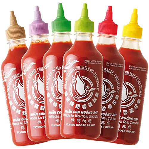 Flying Goose Sriracha Chilisauce in 6 Geschmacksrichtungen, 6er Pack (6 x 455 ml)