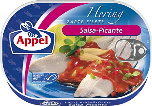Appel Heringsfilets, zarte Fisch-Filets Salsa-Picante, MSC zertifiziert, 10er Pack (10 x 200 g)
