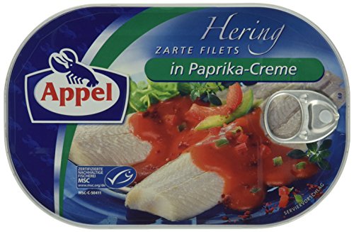 Appel Heringsfilets, zarte Fisch-Filets in Paprika-Creme, MSC zertifiziert, 10er Pack (10 x 200 g)