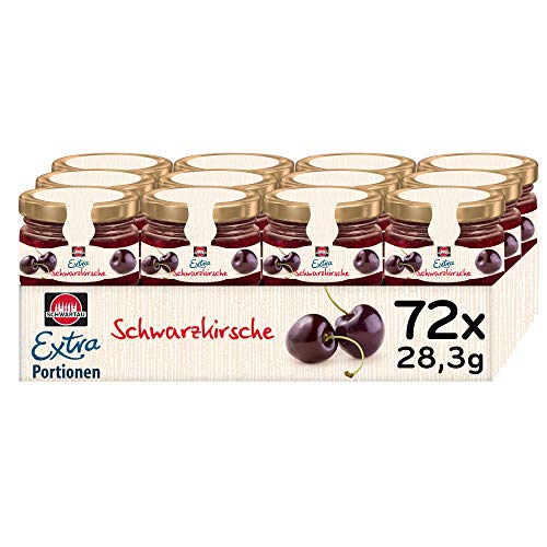 Schwartau Extra Schwarzkirschkonfitüre, im Premium Portionsglas, 72 Gläschen à 28,3 g