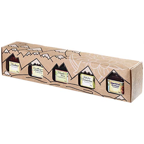 Allgäuer Genuss-Box | Marmeladen Geschenk-Box 5x 50g Feinschmecker Fruchtaufstrich